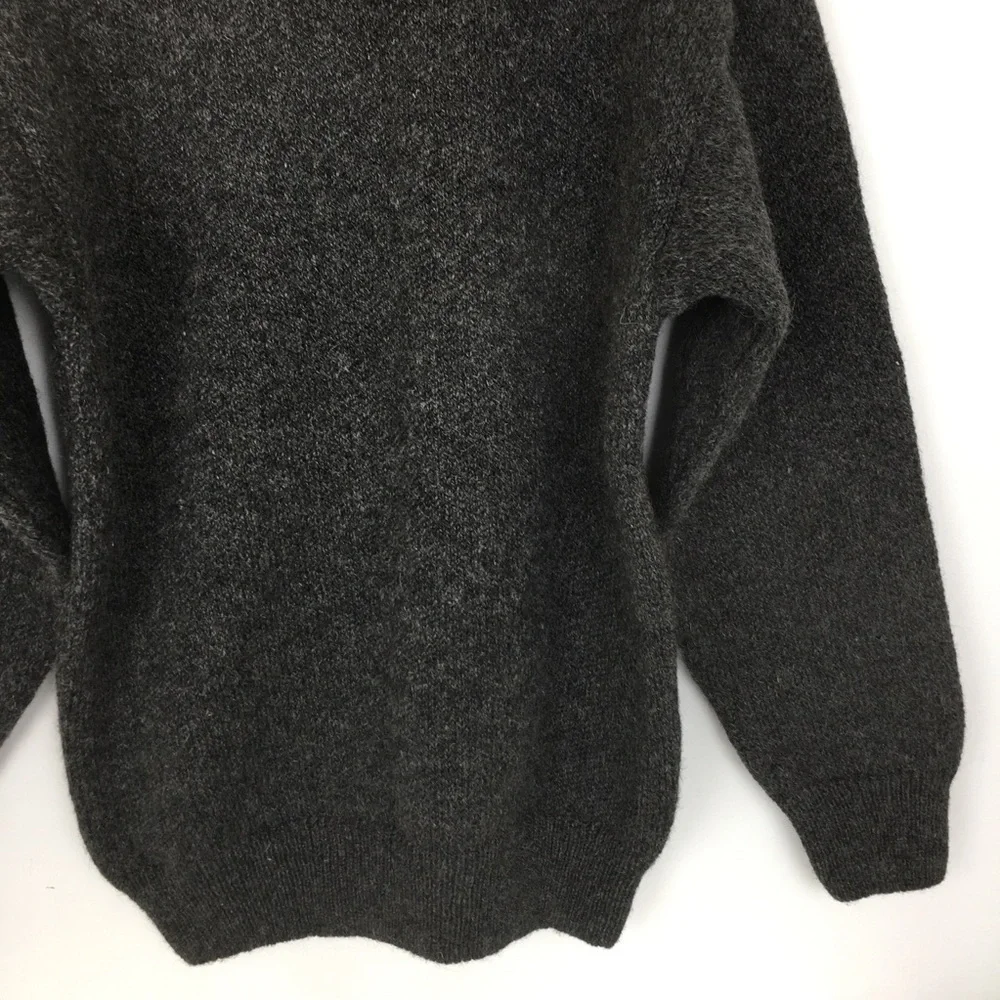 Norwool of Norway Wool Quarter Zip Sweater Gray Moose Print Mens Size Small
